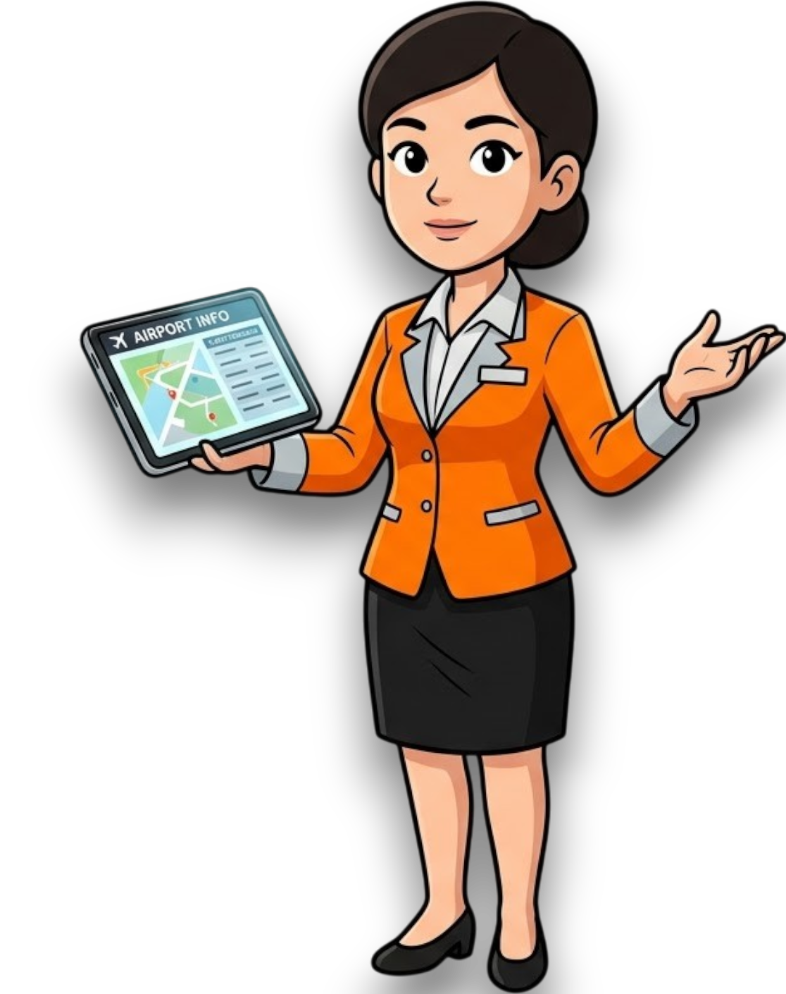 Illustration d'une hôtesse d'aéroport, personnage de Embarquement immédiat